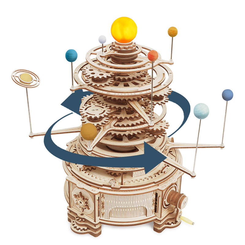 Rotatable Mechanical Orrery 3D Wooden Puzzle