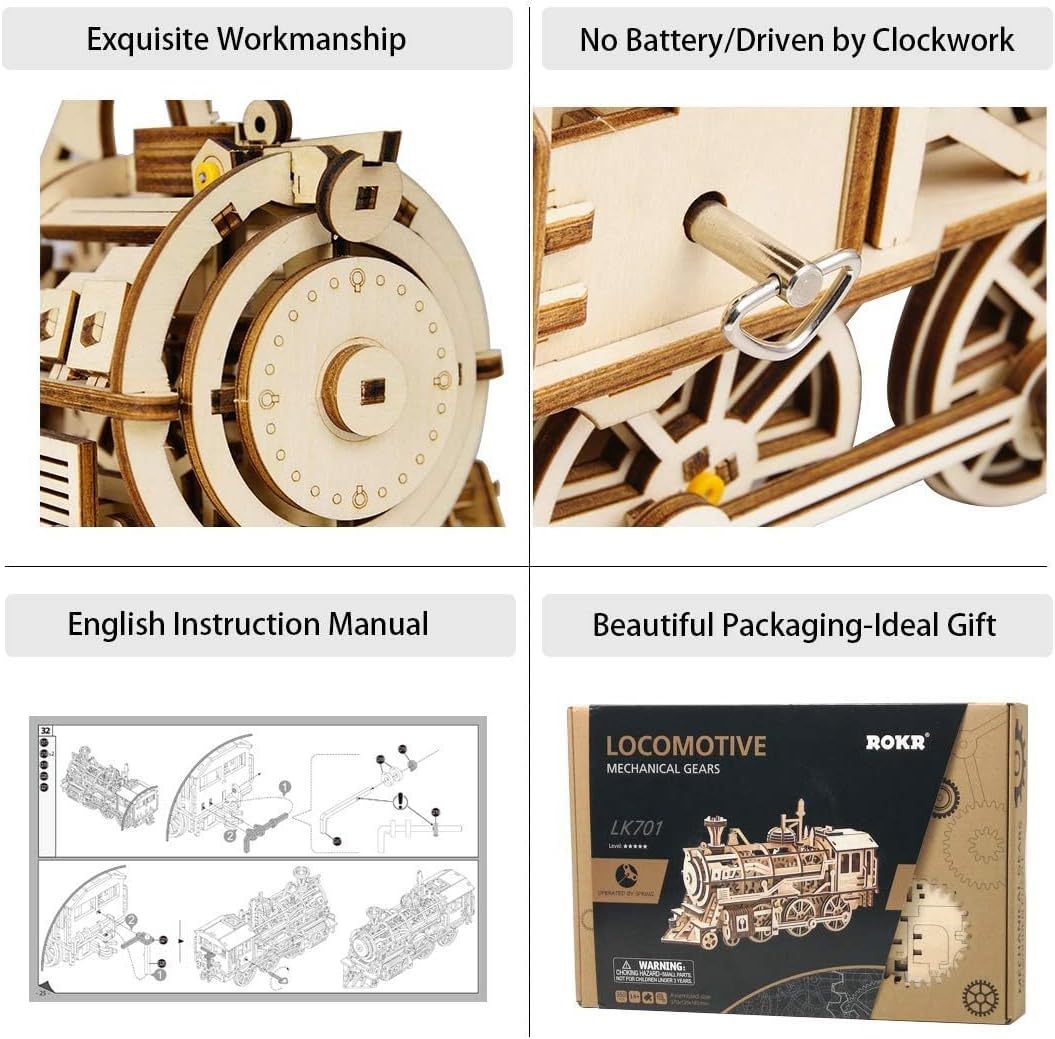 Locomotive Mechanical Train 3D Wooden Puzzle