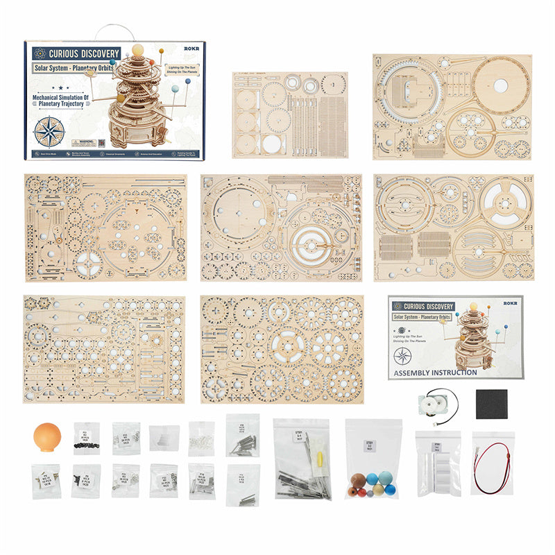 Rotatable Mechanical Orrery 3D Wooden Puzzle