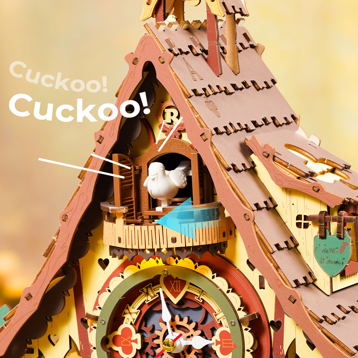 Wooden Cuckoo Clock With Bird Sound  3D Wooden Puzzle