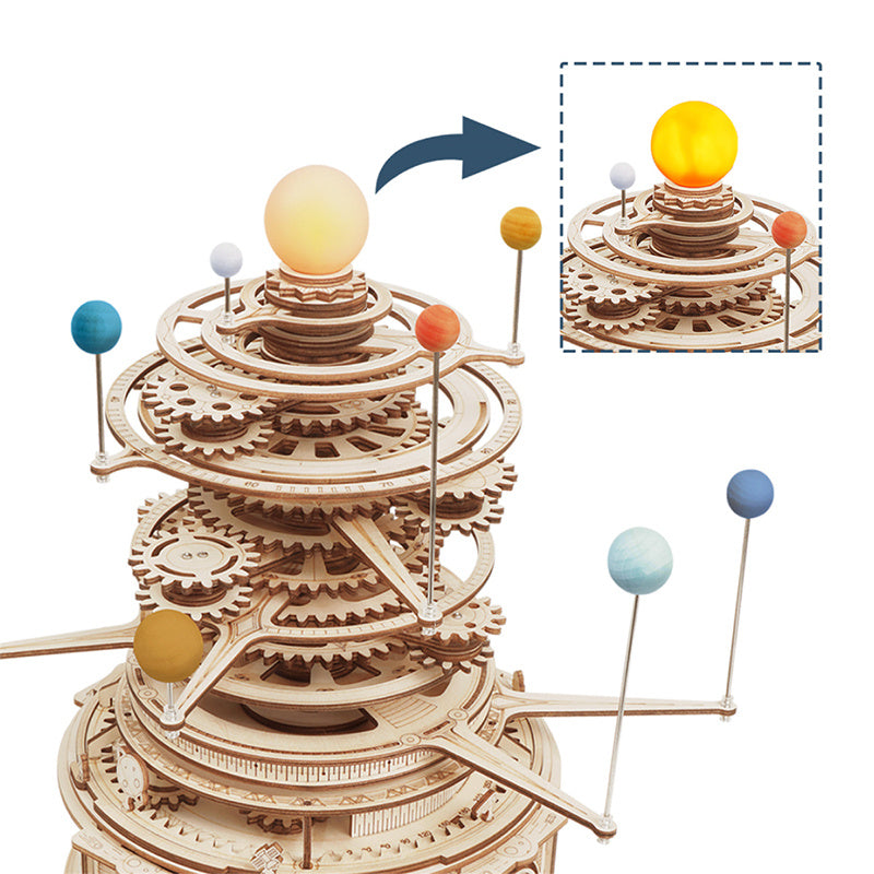 Rotatable Mechanical Orrery 3D Wooden Puzzle